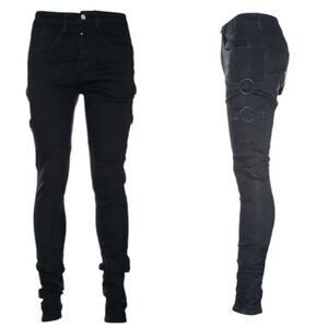 KOLLAR Clothing Mens Designer Harness Denim Black size 34